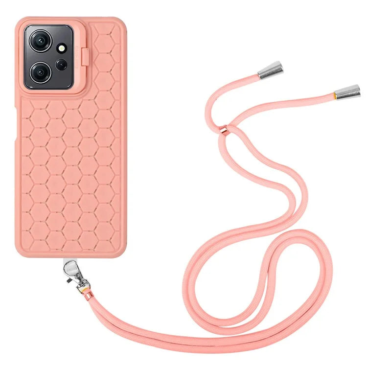 For Xiaomi Redmi Note 12 4G Case Heat Dissipation Lens Frame Kickstand TPU Phone Cover with Lanyard
