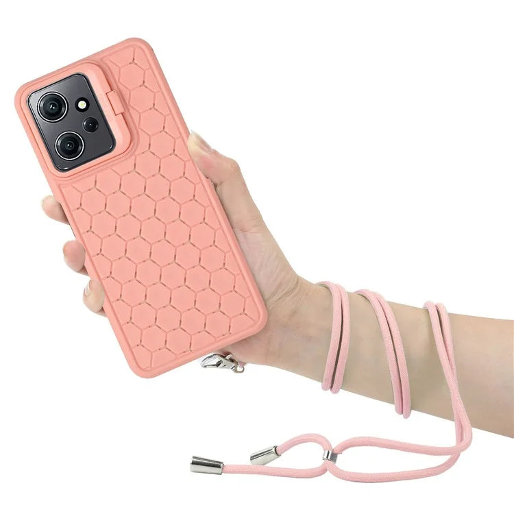 For Xiaomi Redmi Note 12 4G Case Heat Dissipation Lens Frame Kickstand TPU Phone Cover with Lanyard