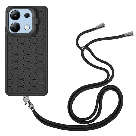 For Xiaomi Redmi Note 13 4G Heat Dissipation Cover TPU Phone Case with Lanyard Invisible Kickstand