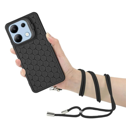 For Xiaomi Redmi Note 13 4G Heat Dissipation Cover TPU Phone Case with Lanyard Invisible Kickstand