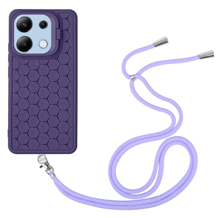 For Xiaomi Redmi Note 13 4G Heat Dissipation Cover TPU Phone Case with Lanyard Invisible Kickstand