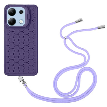 For Xiaomi Redmi Note 13 4G Heat Dissipation Cover TPU Phone Case with Lanyard Invisible Kickstand
