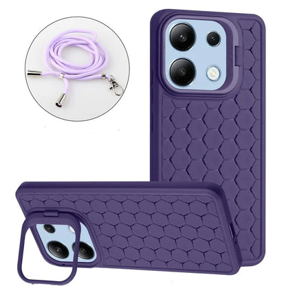 For Xiaomi Redmi Note 13 4G Heat Dissipation Cover TPU Phone Case with Lanyard Invisible Kickstand
