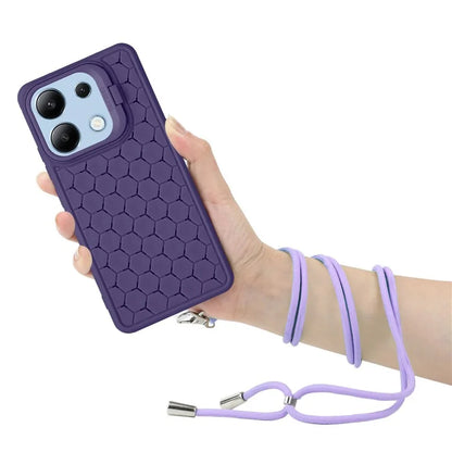 For Xiaomi Redmi Note 13 4G Heat Dissipation Cover TPU Phone Case with Lanyard Invisible Kickstand
