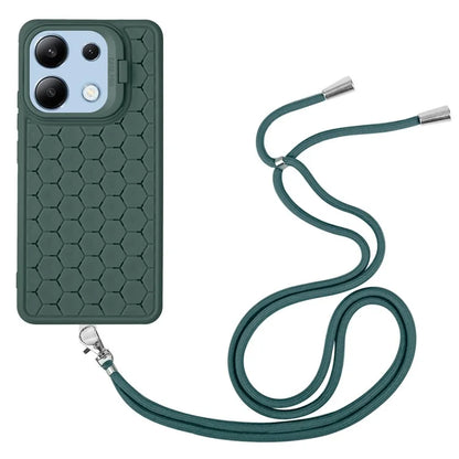 For Xiaomi Redmi Note 13 4G Heat Dissipation Cover TPU Phone Case with Lanyard Invisible Kickstand