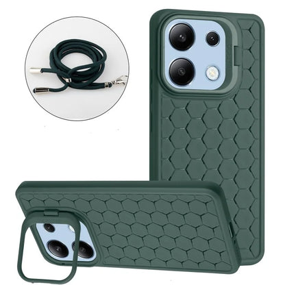 For Xiaomi Redmi Note 13 4G Heat Dissipation Cover TPU Phone Case with Lanyard Invisible Kickstand