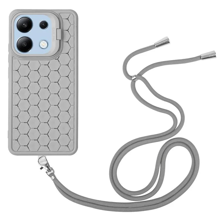 For Xiaomi Redmi Note 13 4G Heat Dissipation Cover TPU Phone Case with Lanyard Invisible Kickstand