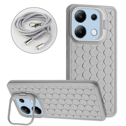 For Xiaomi Redmi Note 13 4G Heat Dissipation Cover TPU Phone Case with Lanyard Invisible Kickstand