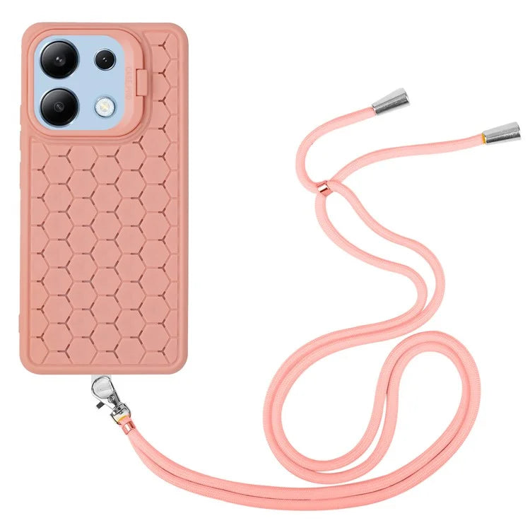 For Xiaomi Redmi Note 13 4G Heat Dissipation Cover TPU Phone Case with Lanyard Invisible Kickstand