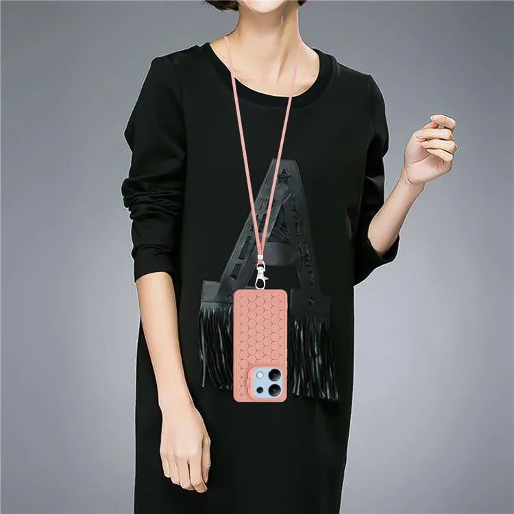 For Xiaomi Redmi Note 13 4G Heat Dissipation Cover TPU Phone Case with Lanyard Invisible Kickstand