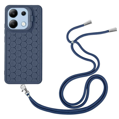 For Xiaomi Redmi Note 13 4G Heat Dissipation Cover TPU Phone Case with Lanyard Invisible Kickstand