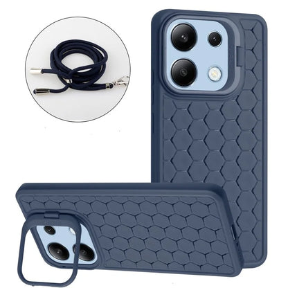 For Xiaomi Redmi Note 13 4G Heat Dissipation Cover TPU Phone Case with Lanyard Invisible Kickstand