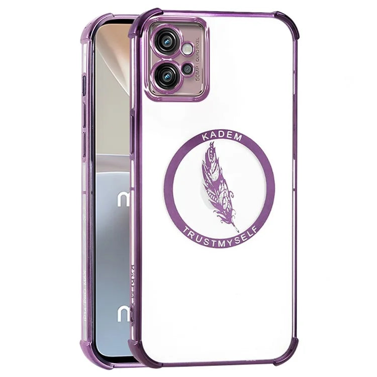 KADEM For Motorola Moto G32 4G Case Feather Pattern Electroplating TPU Phone Cover