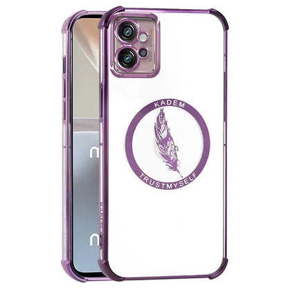 KADEM For Motorola Moto G32 4G Case Feather Pattern Electroplating TPU Phone Cover