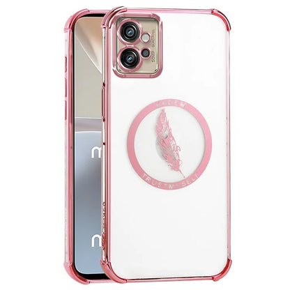 KADEM For Motorola Moto G32 4G Case Feather Pattern Electroplating TPU Phone Cover