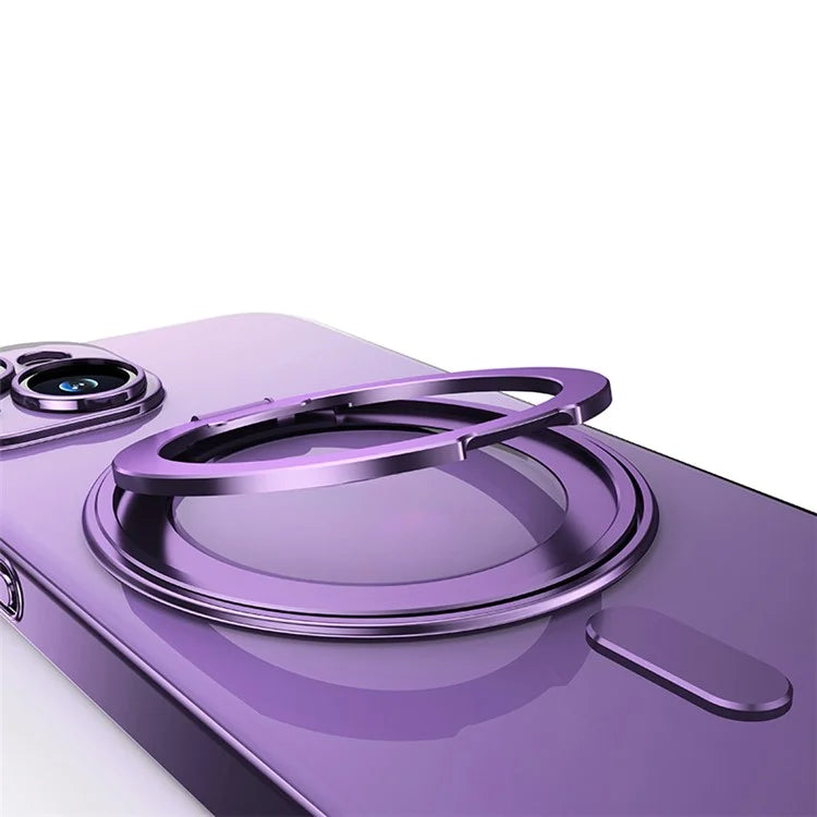 For iPhone 14 Case Compatible with MagSafe PC+TPU Kickstand Electroplating Phone Cover