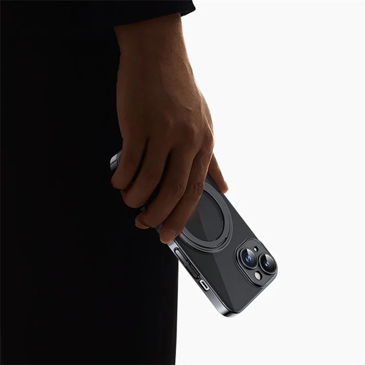 For iPhone 14 Case Compatible with MagSafe PC+TPU Kickstand Electroplating Phone Cover