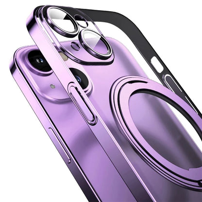 For iPhone 14 Case Compatible with MagSafe PC+TPU Kickstand Electroplating Phone Cover