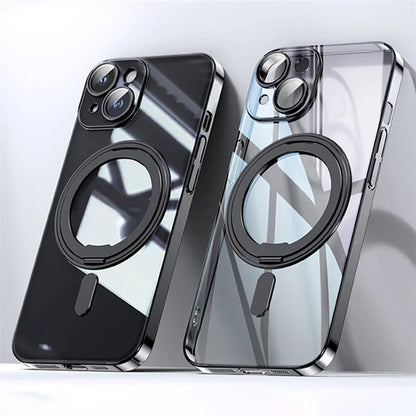 For iPhone 14 Case Compatible with MagSafe PC+TPU Kickstand Electroplating Phone Cover