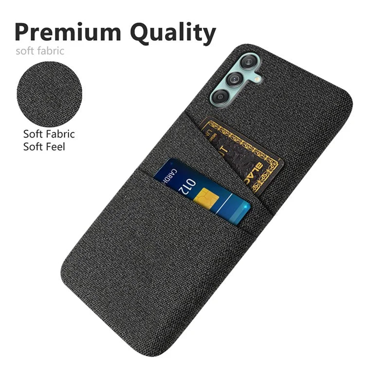 For Samsung Galaxy M55 5G / C55 5G / F55 5G Case Dual Card Slots PC+Cloth Phone Cover