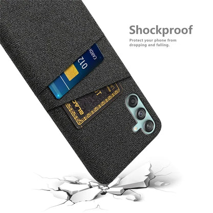 For Samsung Galaxy M55 5G / C55 5G / F55 5G Case Dual Card Slots PC+Cloth Phone Cover