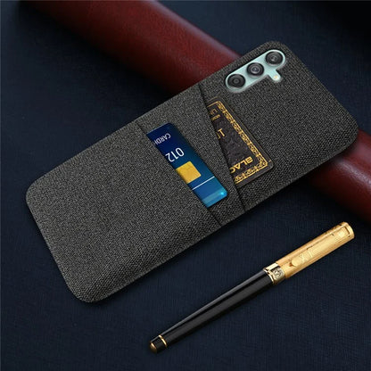 For Samsung Galaxy M55 5G / C55 5G / F55 5G Case Dual Card Slots PC+Cloth Phone Cover