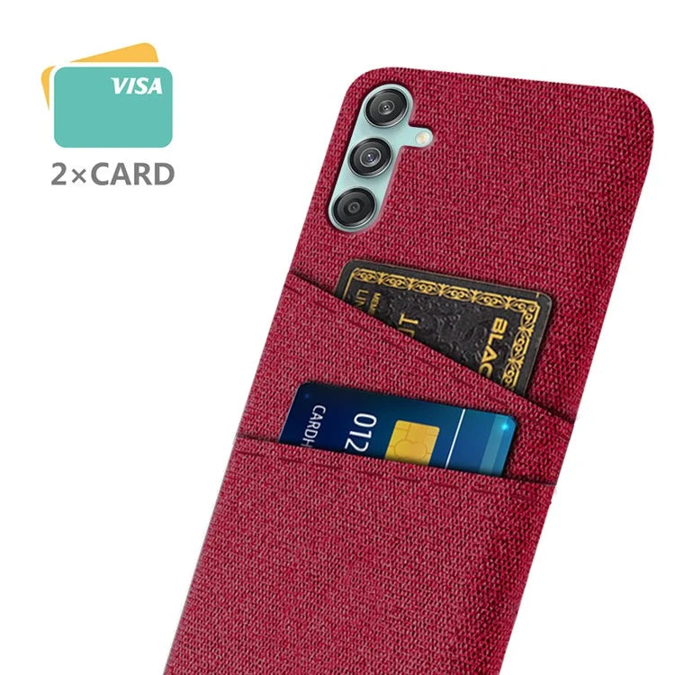 For Samsung Galaxy M55 5G / C55 5G / F55 5G Case Dual Card Slots PC+Cloth Phone Cover
