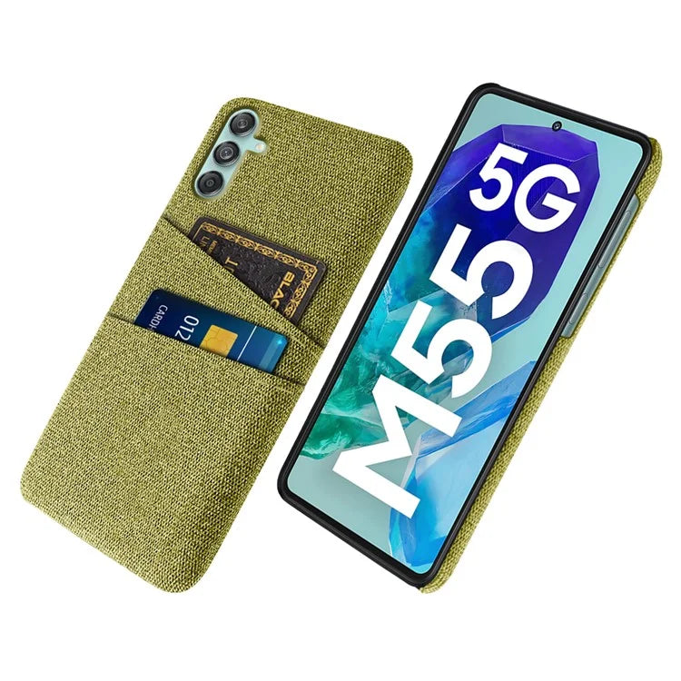 For Samsung Galaxy M55 5G / C55 5G / F55 5G Case Dual Card Slots PC+Cloth Phone Cover
