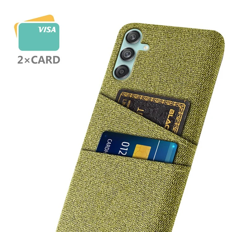 For Samsung Galaxy M55 5G / C55 5G / F55 5G Case Dual Card Slots PC+Cloth Phone Cover