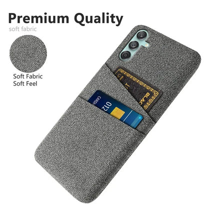 For Samsung Galaxy M55 5G / C55 5G / F55 5G Case Dual Card Slots PC+Cloth Phone Cover