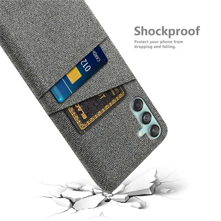 For Samsung Galaxy M55 5G / C55 5G / F55 5G Case Dual Card Slots PC+Cloth Phone Cover