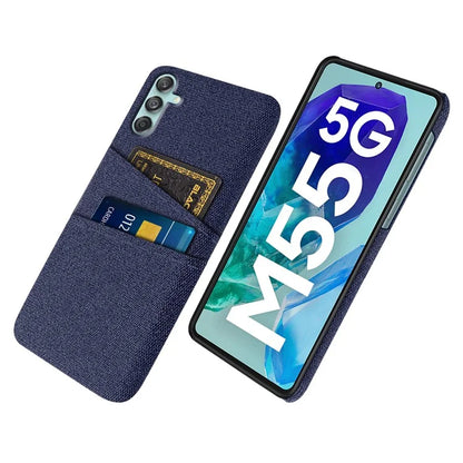 For Samsung Galaxy M55 5G / C55 5G / F55 5G Case Dual Card Slots PC+Cloth Phone Cover