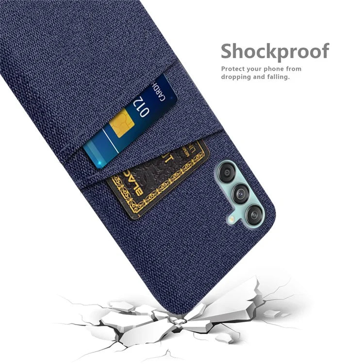 For Samsung Galaxy M55 5G / C55 5G / F55 5G Case Dual Card Slots PC+Cloth Phone Cover