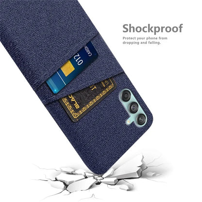 For Samsung Galaxy M55 5G / C55 5G / F55 5G Case Dual Card Slots PC+Cloth Phone Cover