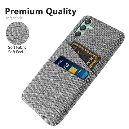 For Samsung Galaxy M55 5G / C55 5G / F55 5G Case Dual Card Slots PC+Cloth Phone Cover