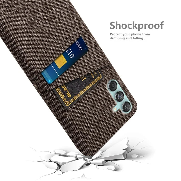 For Samsung Galaxy M55 5G / C55 5G / F55 5G Case Dual Card Slots PC+Cloth Phone Cover