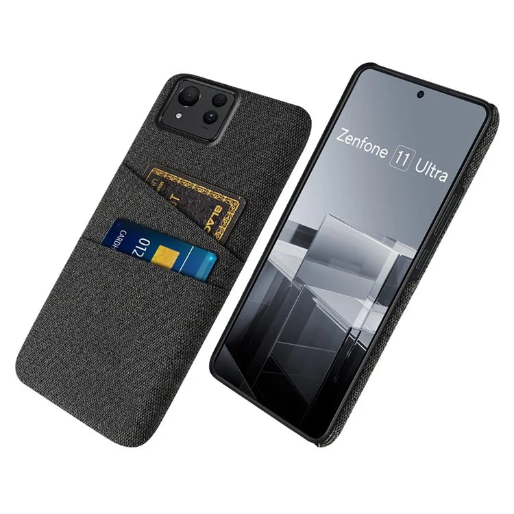 For Asus Zenfone 11 Ultra 5G Case Cloth Texture Anti-Scratch Phone Cover with Card Slots