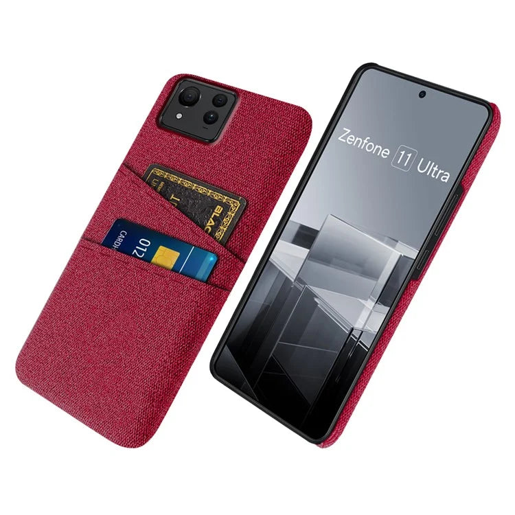For Asus Zenfone 11 Ultra 5G Case Cloth Texture Anti-Scratch Phone Cover with Card Slots