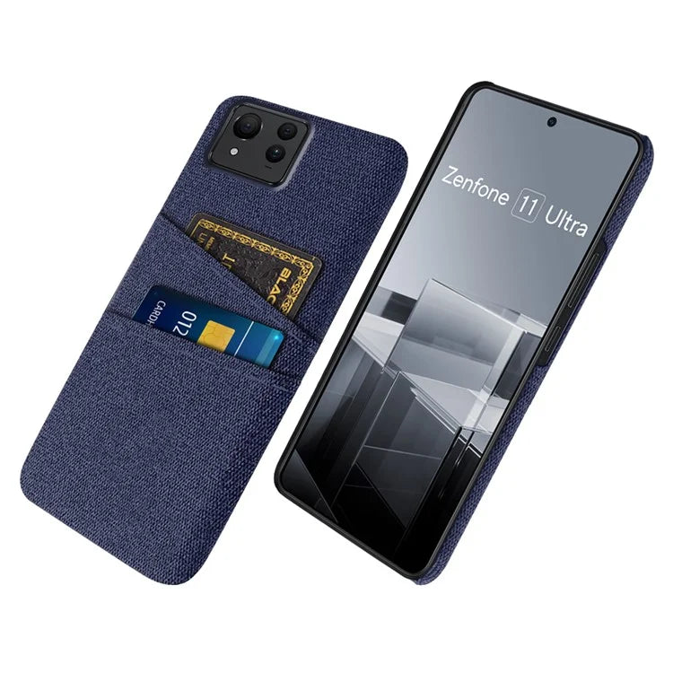 For Asus Zenfone 11 Ultra 5G Case Cloth Texture Anti-Scratch Phone Cover with Card Slots