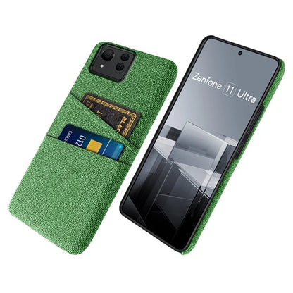 For Asus Zenfone 11 Ultra 5G Case Cloth Texture Anti-Scratch Phone Cover with Card Slots