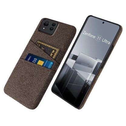 For Asus Zenfone 11 Ultra 5G Case Cloth Texture Anti-Scratch Phone Cover with Card Slots