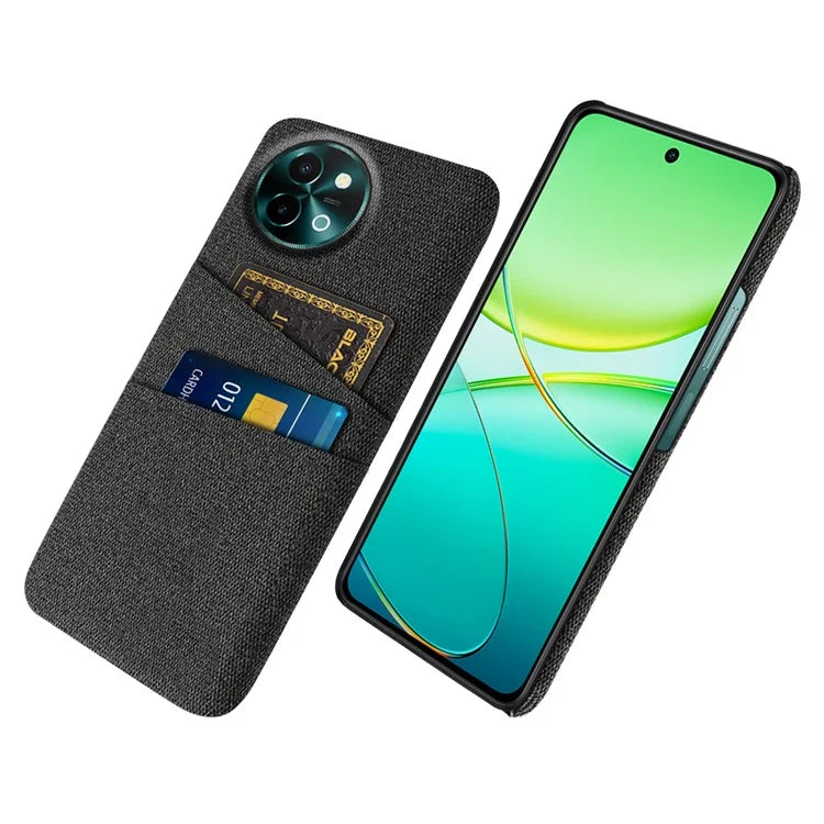 For vivo Y38 5G Case Dual Card Slots Cloth+PC Protective Phone Cover