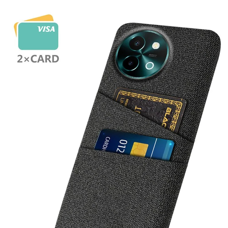 For vivo Y38 5G Case Dual Card Slots Cloth+PC Protective Phone Cover