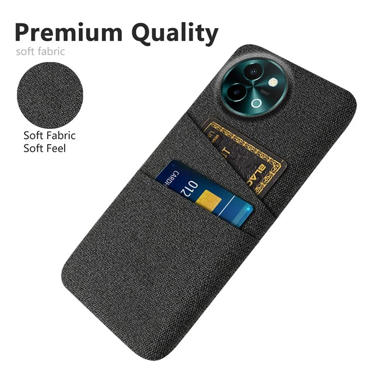 For vivo Y38 5G Case Dual Card Slots Cloth+PC Protective Phone Cover
