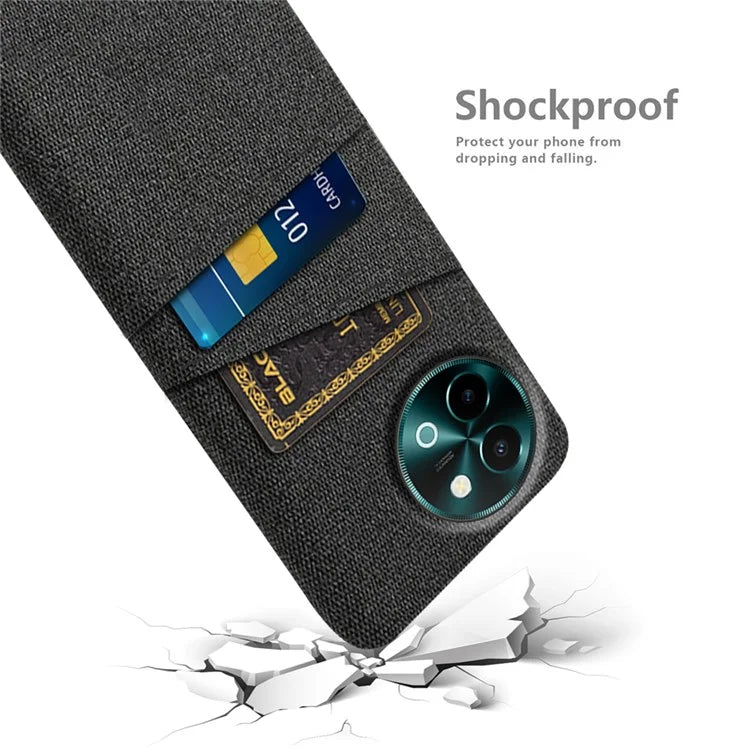 For vivo Y38 5G Case Dual Card Slots Cloth+PC Protective Phone Cover