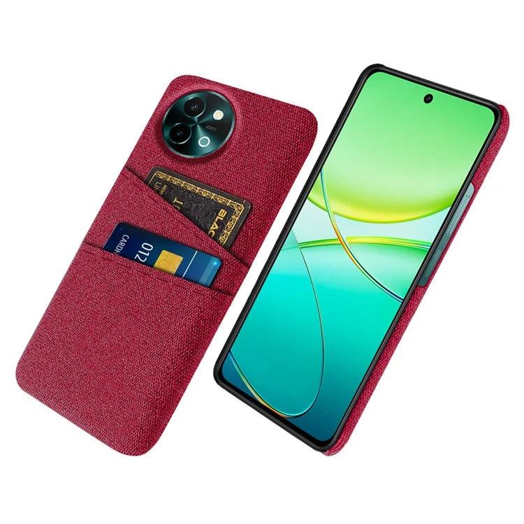 For vivo Y38 5G Case Dual Card Slots Cloth+PC Protective Phone Cover