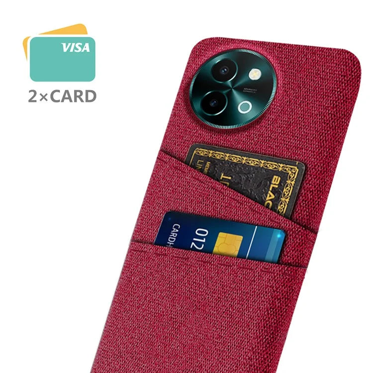 For vivo Y38 5G Case Dual Card Slots Cloth+PC Protective Phone Cover