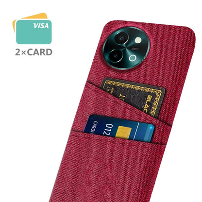 For vivo Y38 5G Case Dual Card Slots Cloth+PC Protective Phone Cover