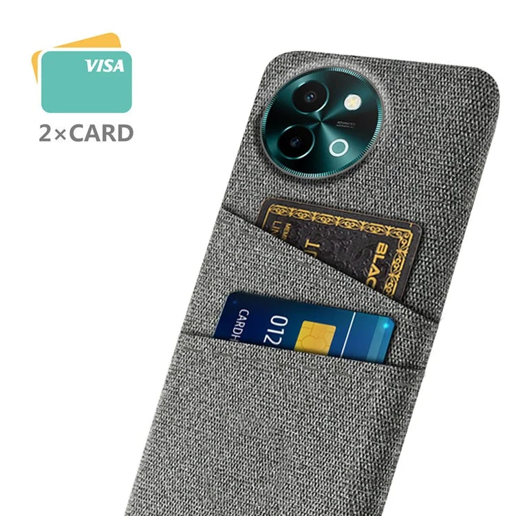 For vivo Y38 5G Case Dual Card Slots Cloth+PC Protective Phone Cover