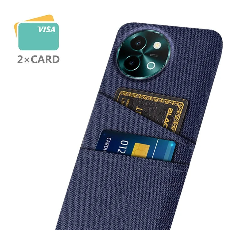 For vivo Y38 5G Case Dual Card Slots Cloth+PC Protective Phone Cover